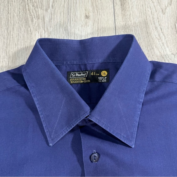 Vintage St Michael Blue Button-up Short Sleeve Shirt Size Medium - Picture 3 of 8